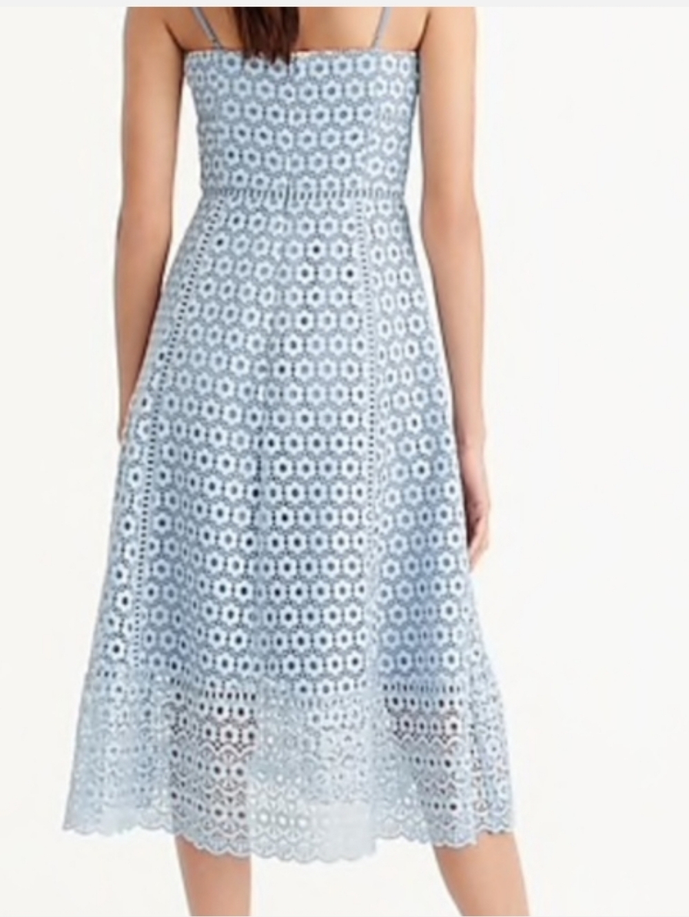 J. Crew Women's Light Blue Lace Midi Dress with Spaghetti Straps, Size 4 - Picture 3 of 12